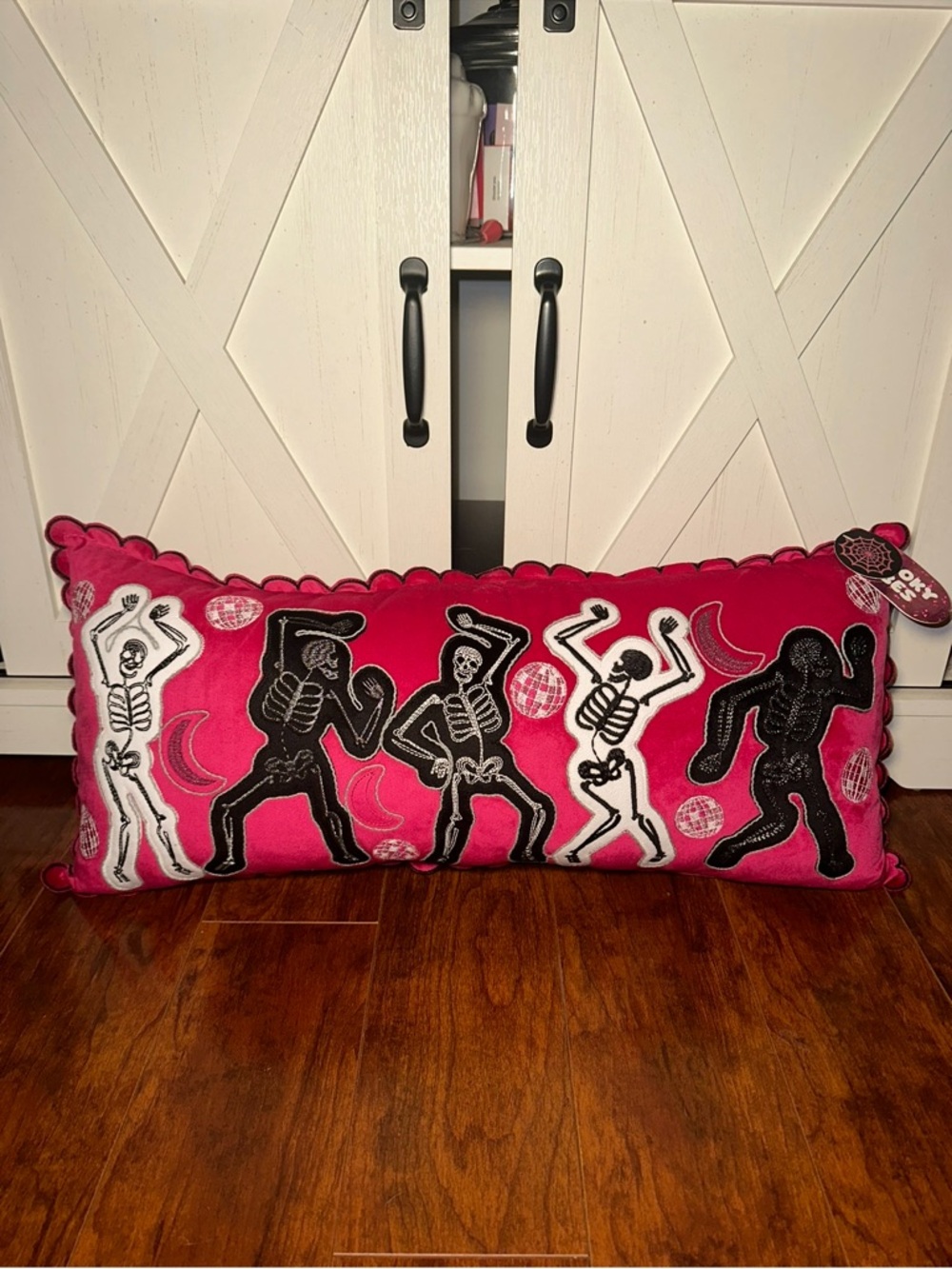 Pink Skeleton Dance with Disco Ball Decorative Lumbar Pillow